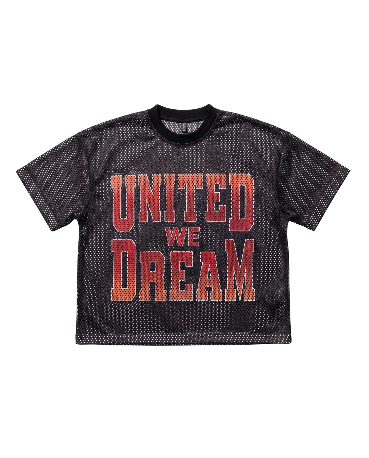 Black sports jersey with 'UNITED WE DREAM' text