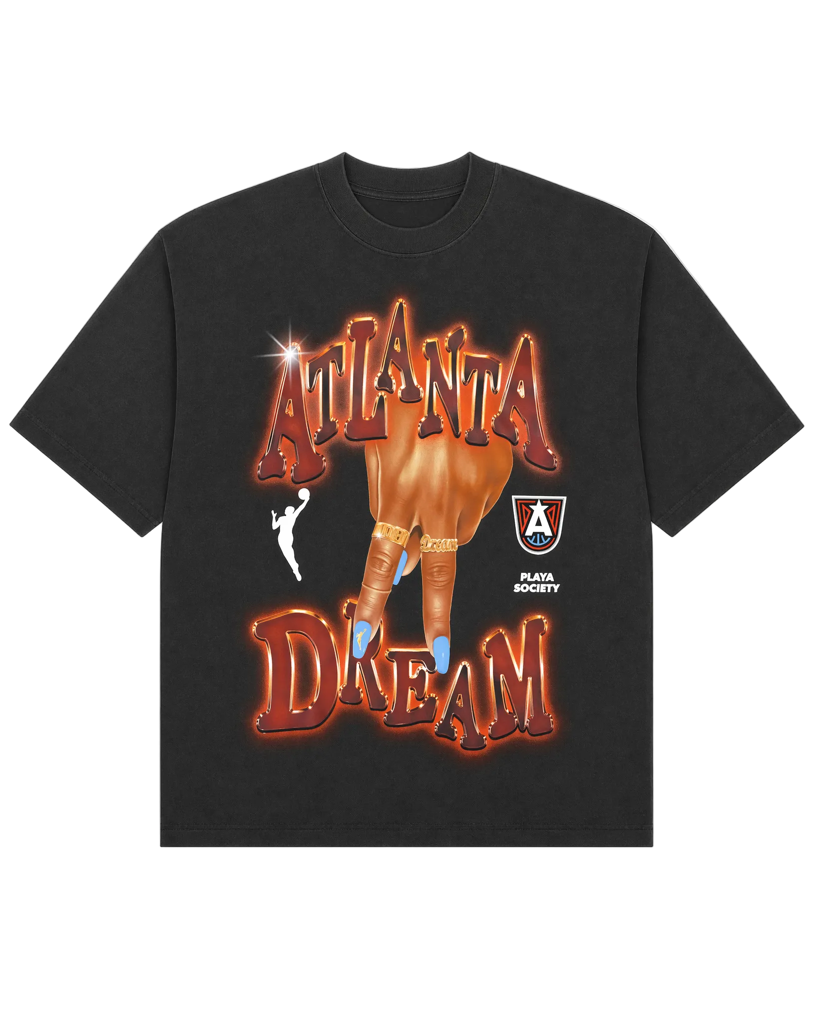 Black t-shirt with 'Atlanta Dream' graphic design