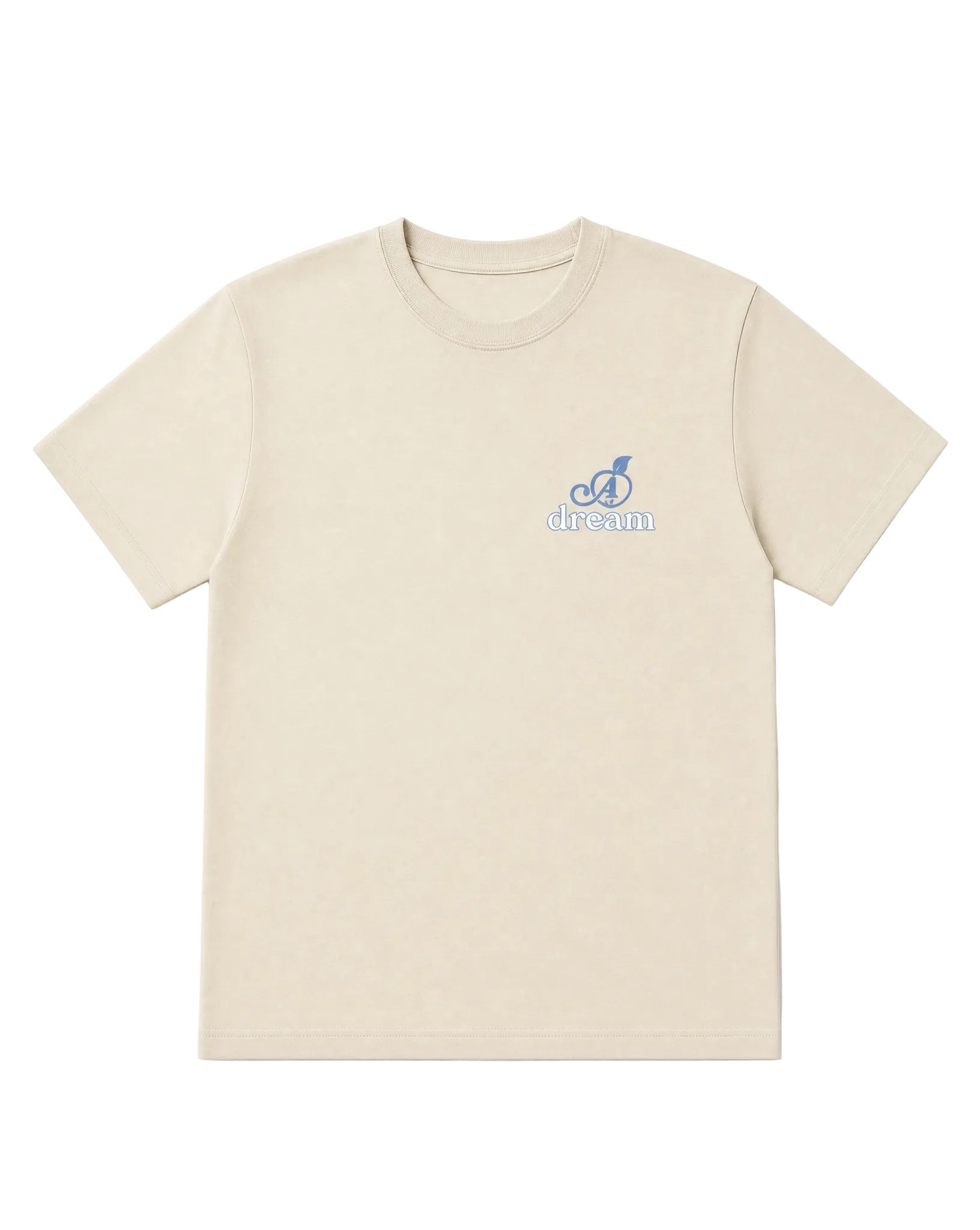 Cream t-shirt with Atlanta peach icon and text "dream" on front of shirt.