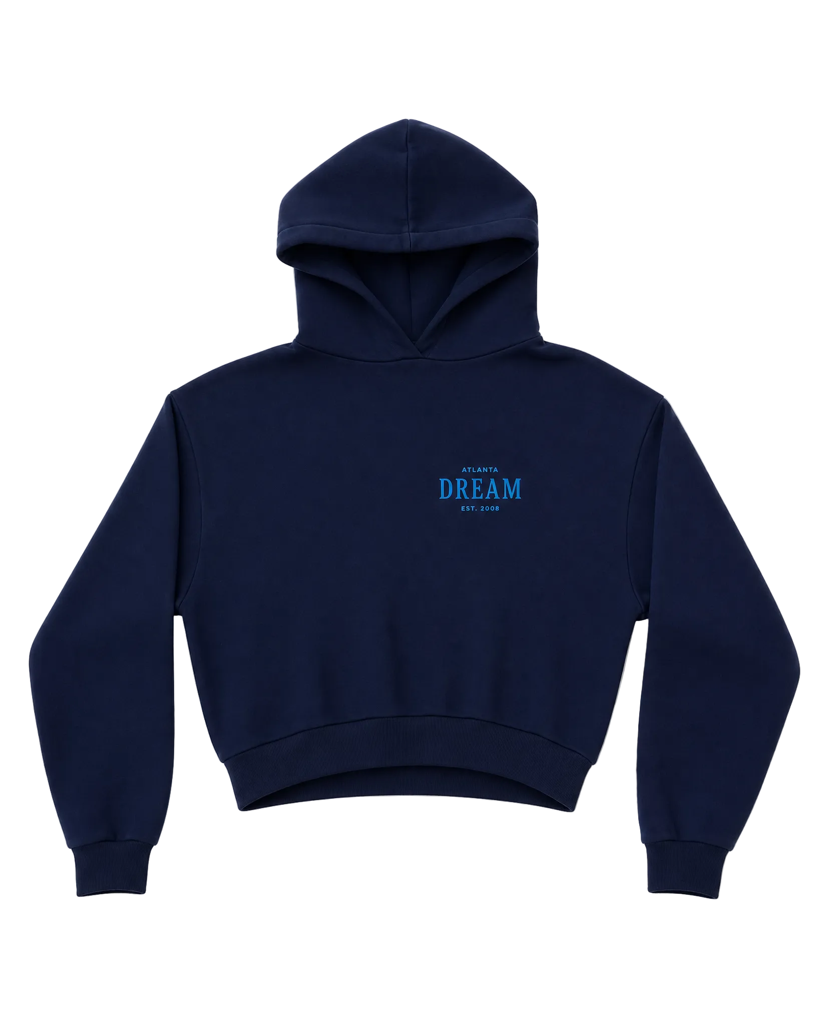 Navy blue hoodie with text