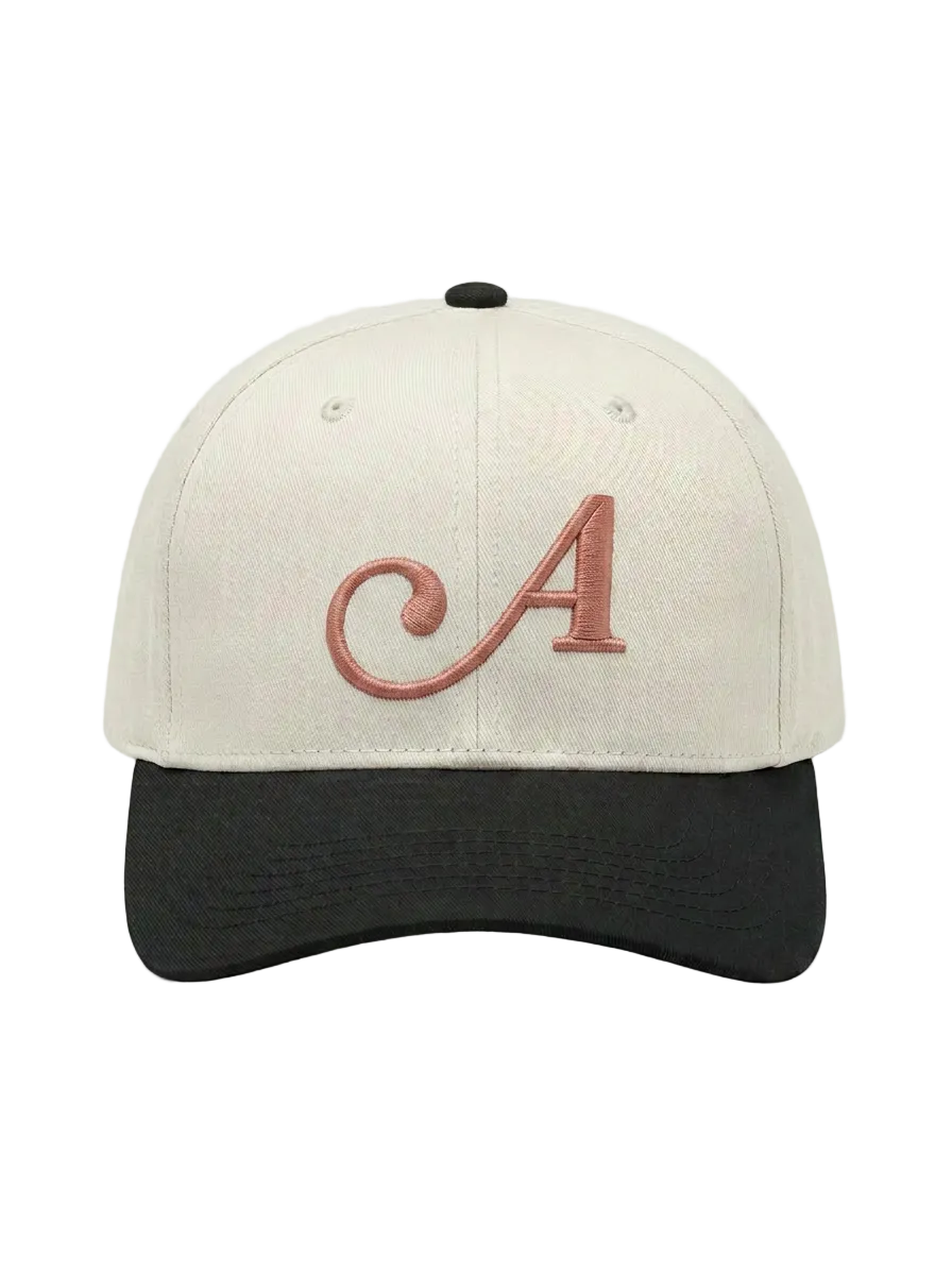 Cap with a red 'A' 