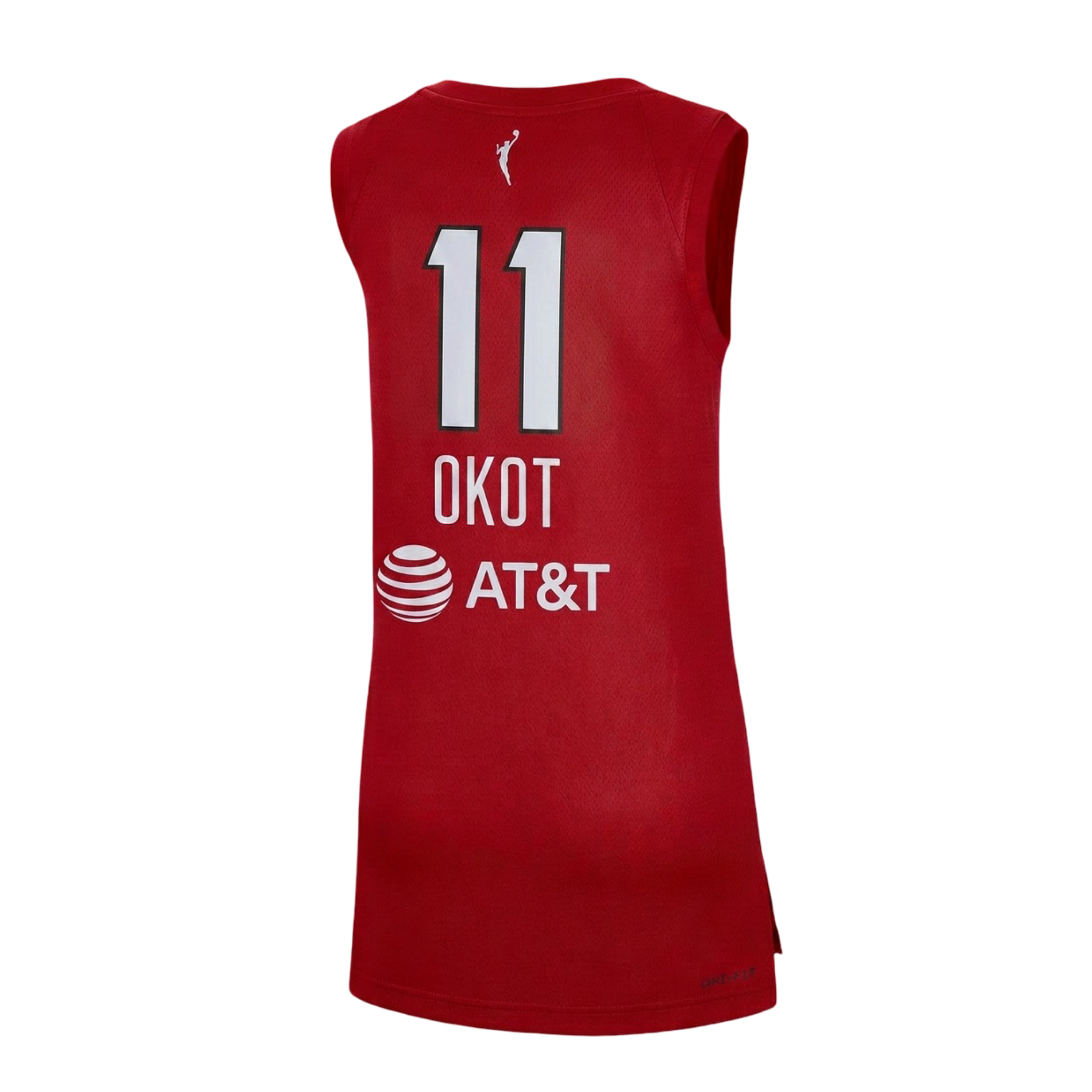 Red basketball jersey with number 11, name 'OKOT', and AT&T logo 