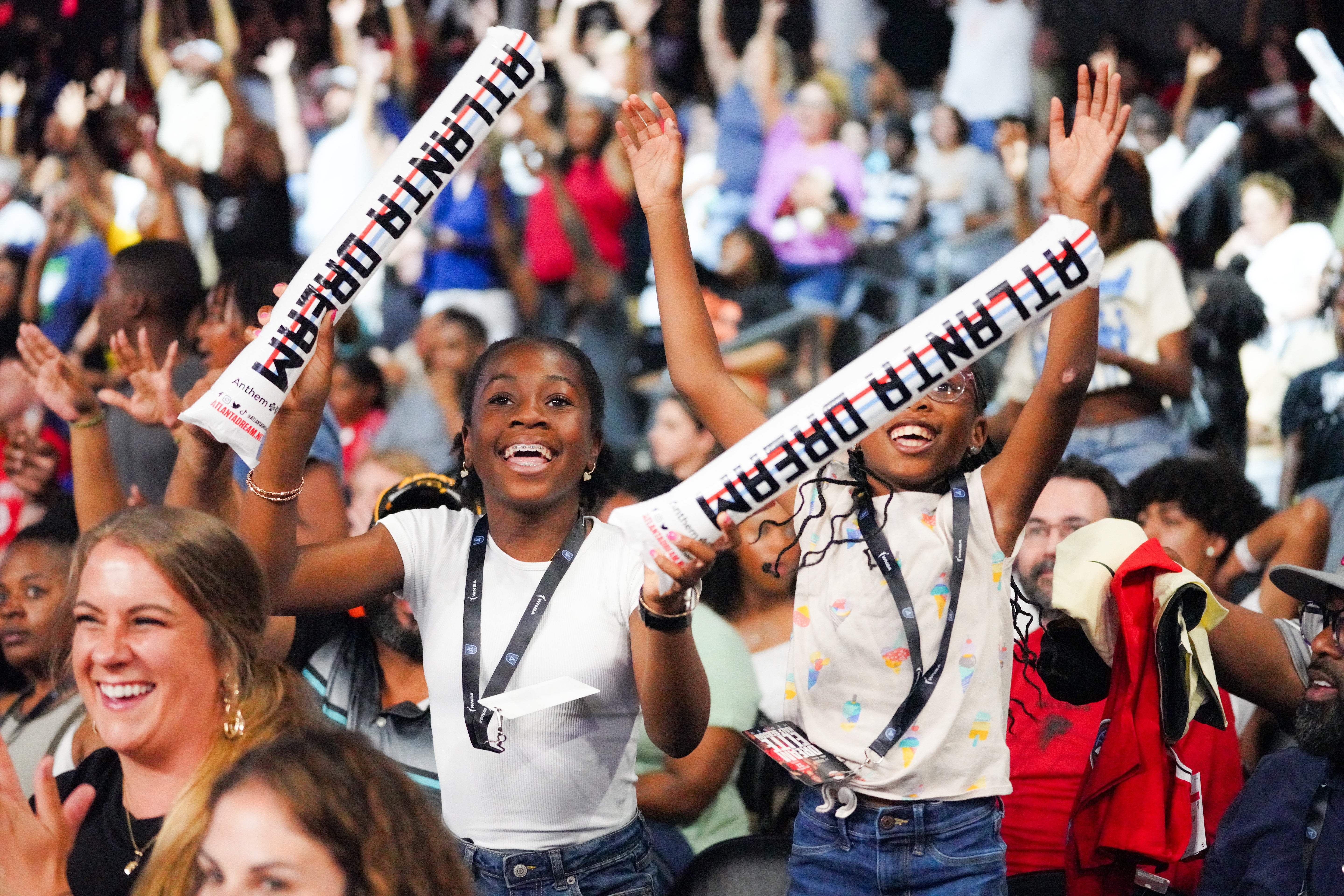 Young fans showing team spirit at game