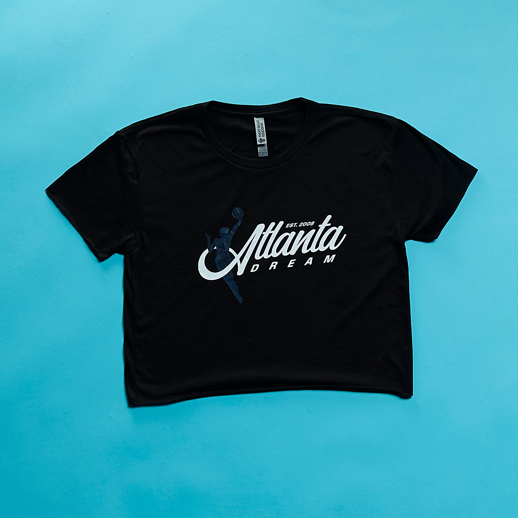 Crop ATL Dream Script Logo T-Shirt, a Black t-shirt with 'Atlanta Dream' text 
