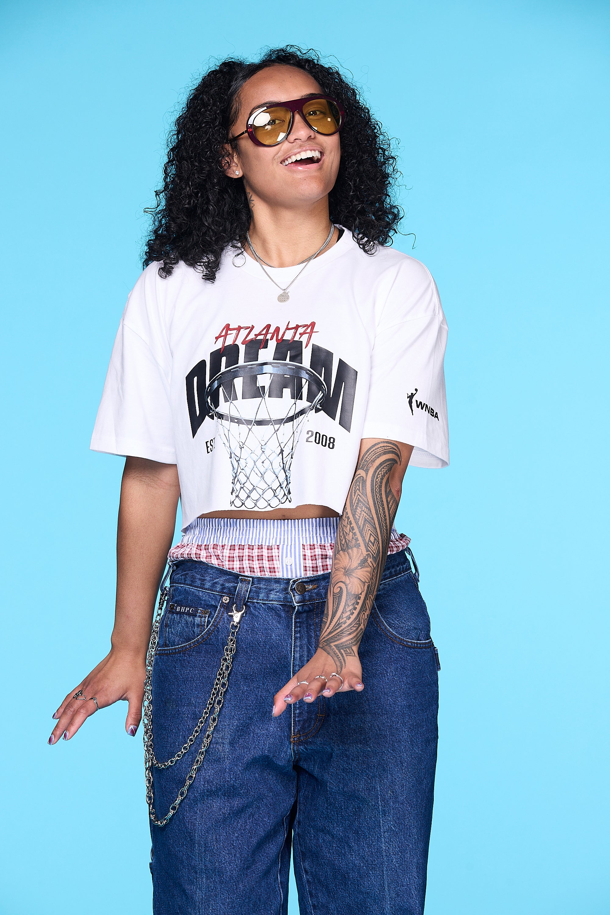 Photo of Paopao modeling the Atlanta-Dream-Hoop-T-Shirt