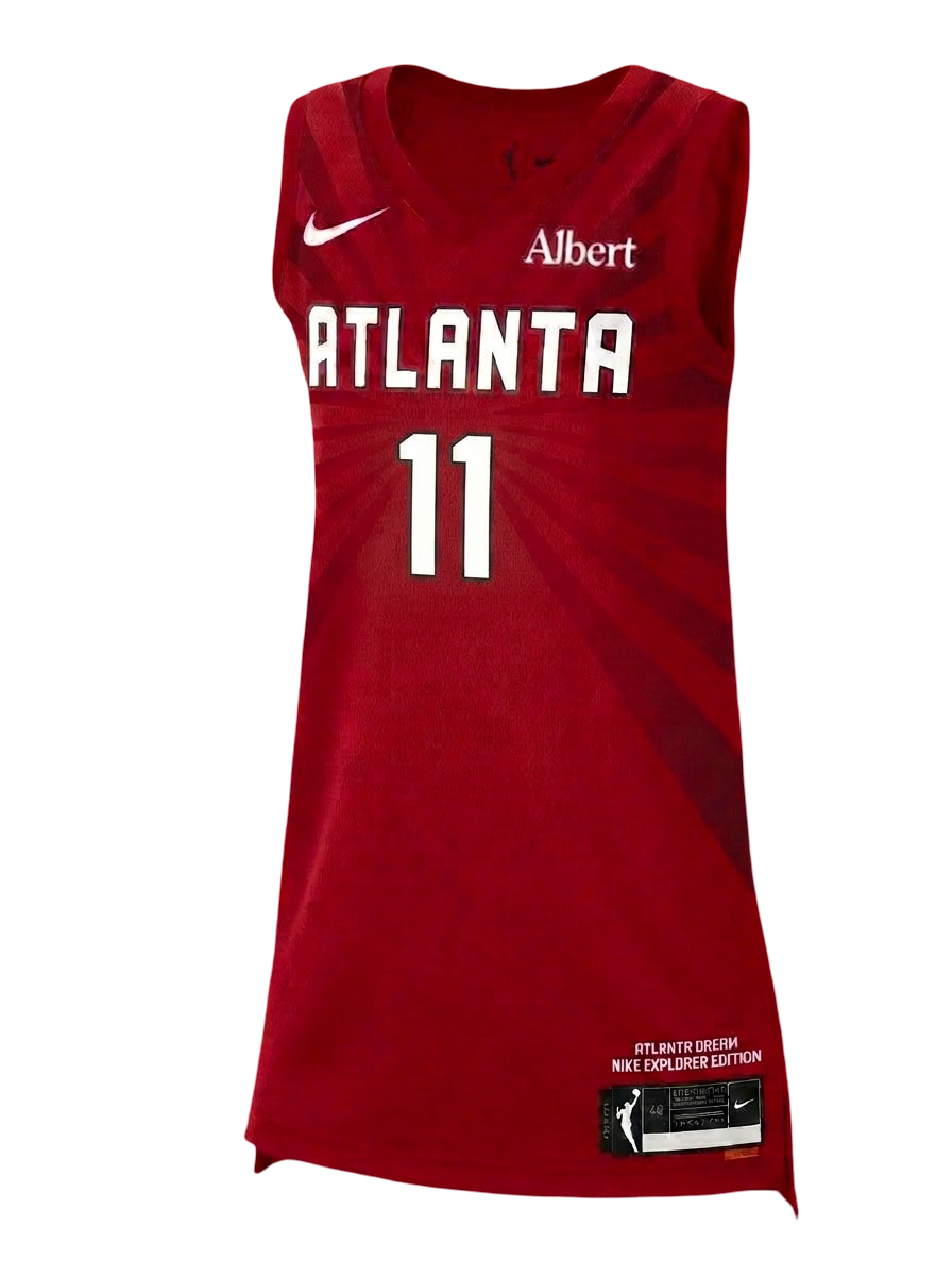 Red basketball jersey with 'Atlanta' and number '11' 